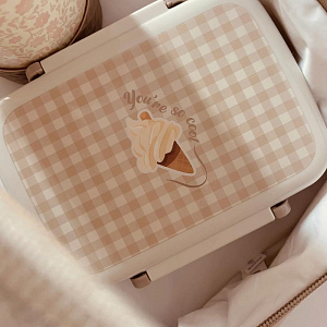 Ланч-бокс с разделителем Mrs. Ertha "Soft Squares", кремовая клетка виши